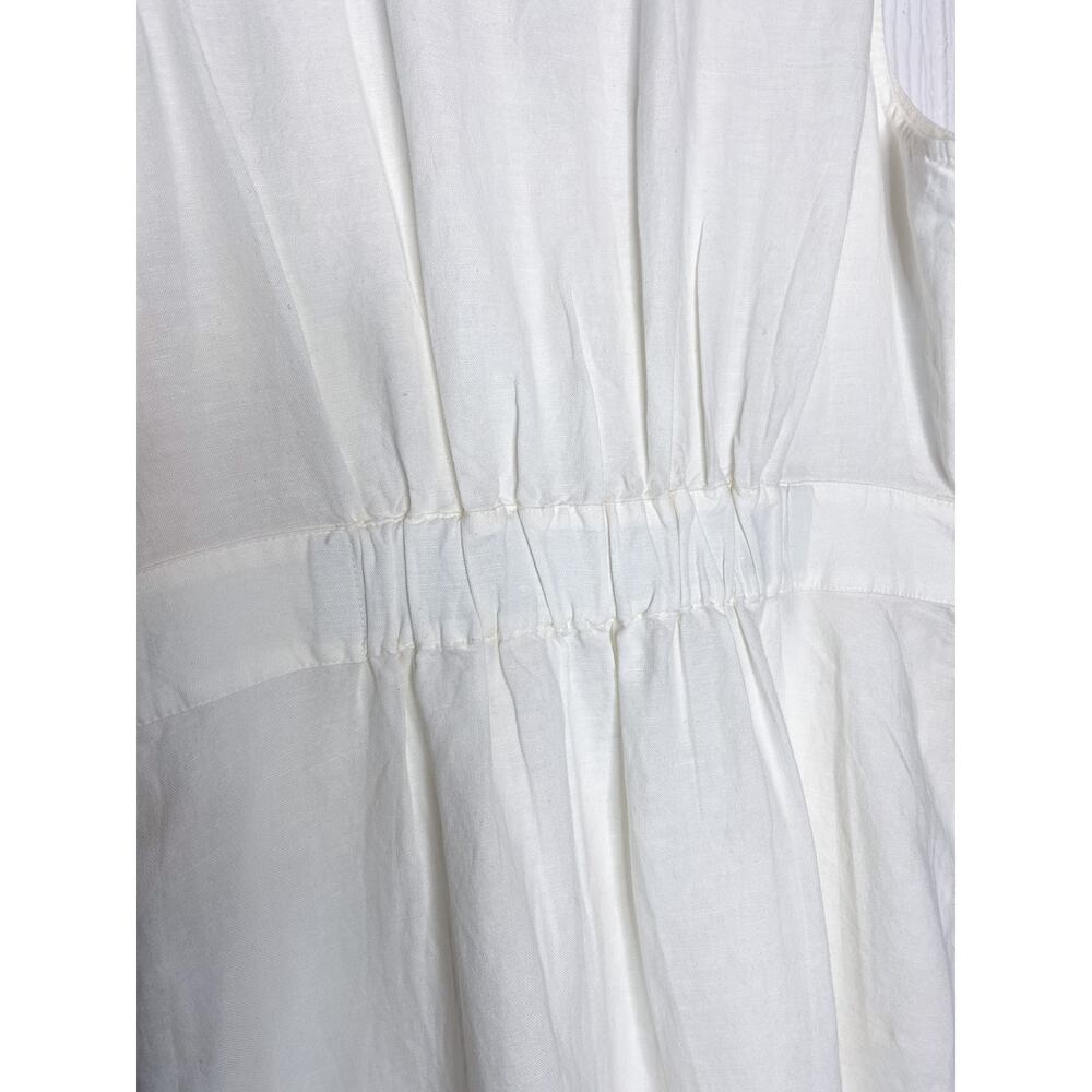 MADEWELL White Button Waist Cotton/Linen Blend Wrap Midi Dress US 6 NWT - Picture 7 of 14